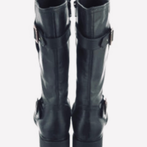 HUNTER - Black Leather Moto Boots w/ Logo. Size 6.5 - Picture 7 of 7